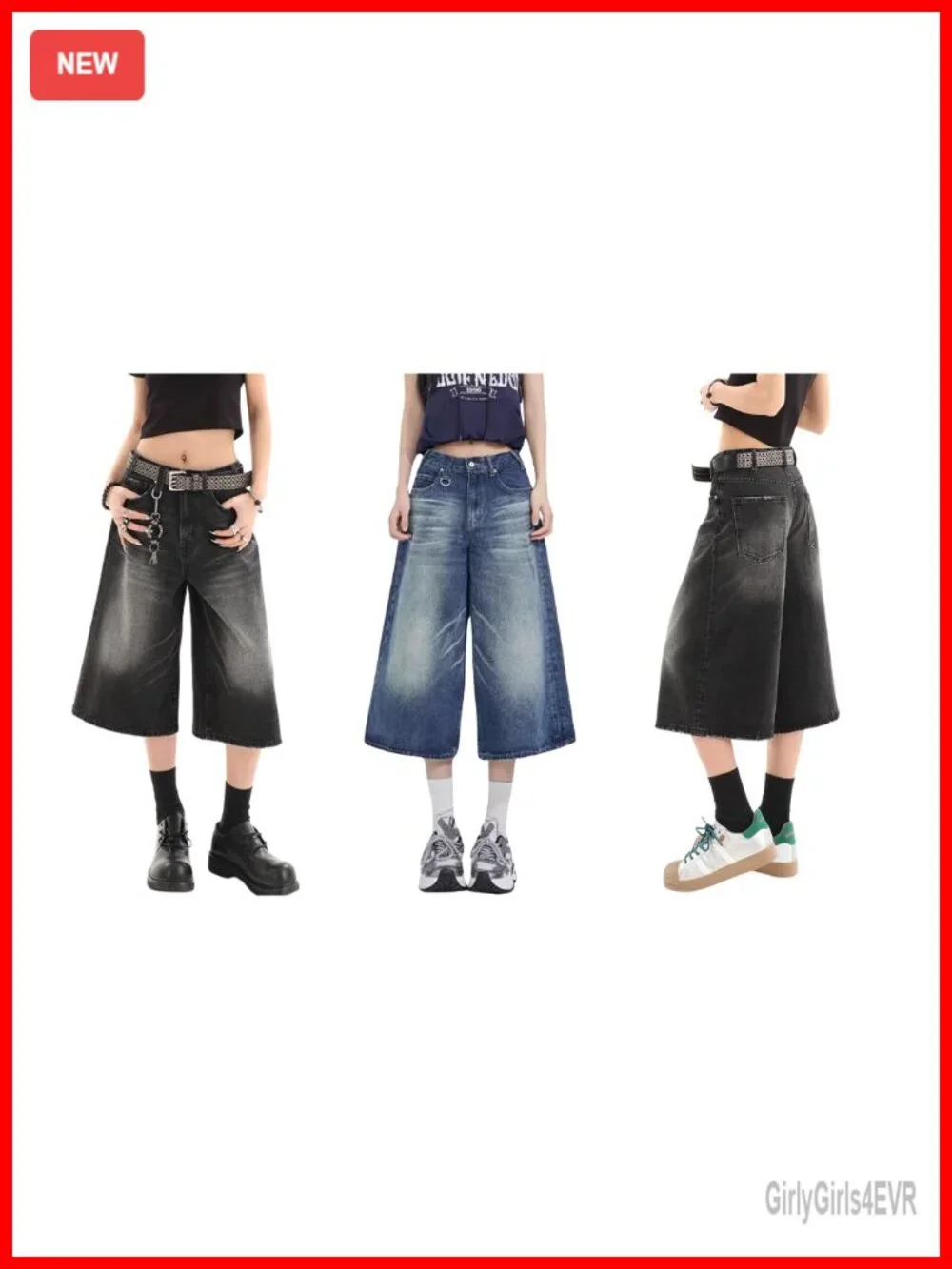 Baggy Wide Leg Denim Shorts Y2K Low Rise Streetwear Summer Casual